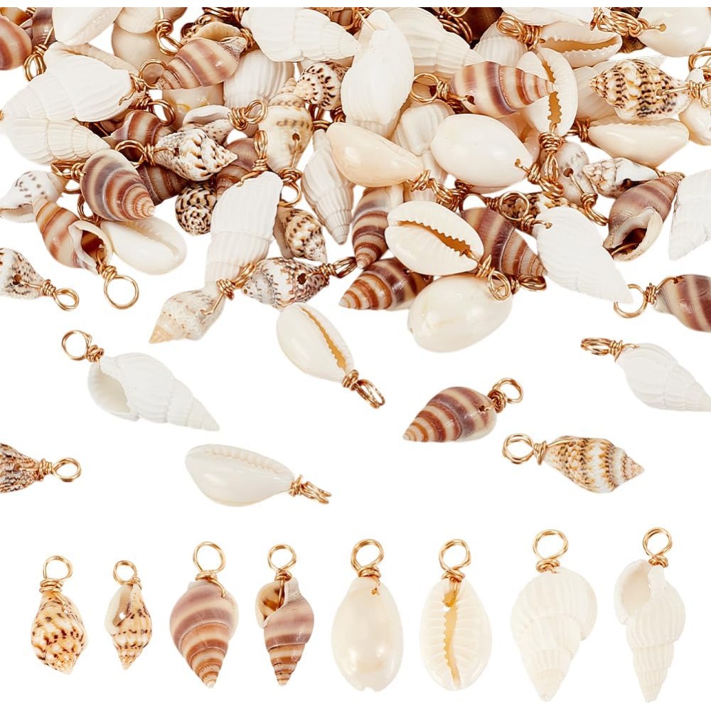 Jewelry Making Course - 100pcs 4 Styles Natural Shell Charms
