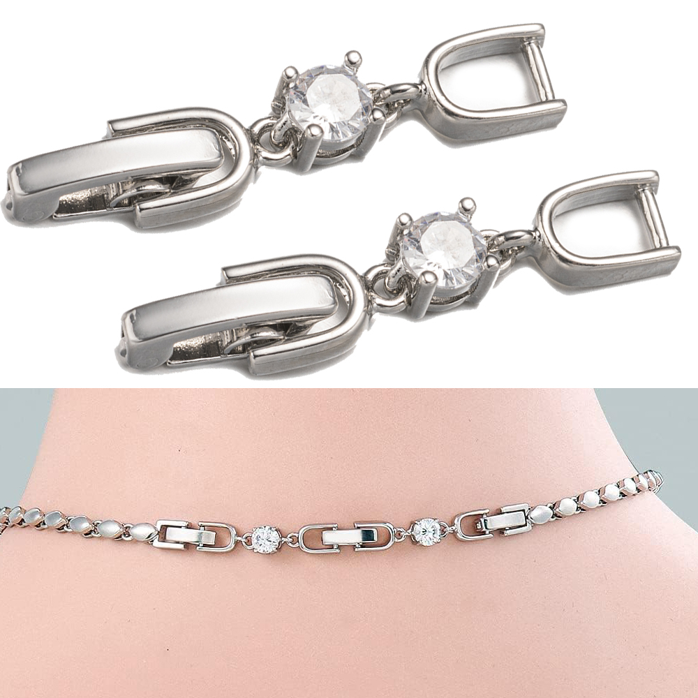 Jewelry Making Metals - 5pcs White Gold Plated Crystal Rhinestone