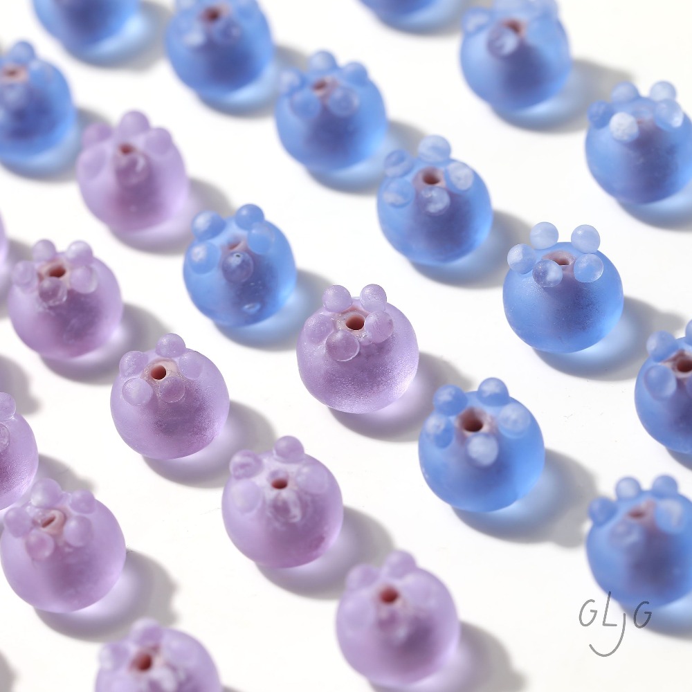 4PCS Glass Blueberry Matte Spa - Jewelry Making Equipment recension och pris