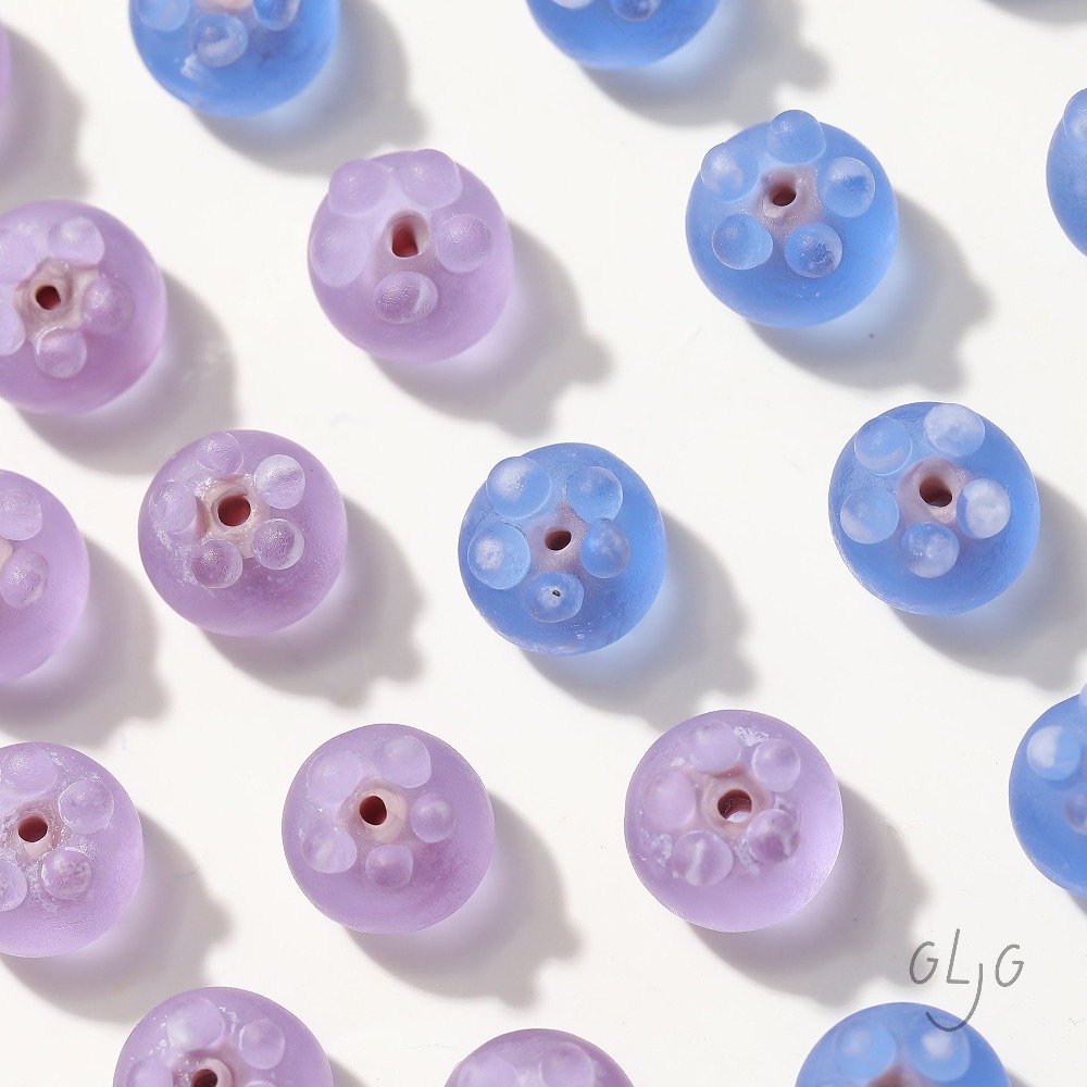 4PCS Glass Blueberry Matte Spa - Jewelry Making Equipment recension och pris