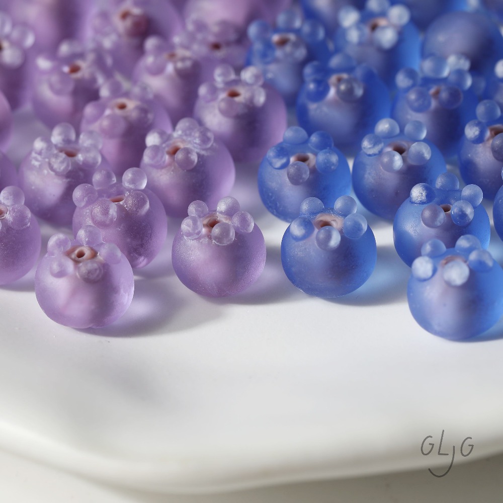 4PCS Glass Blueberry Matte Spa - Jewelry Making Equipment recension och pris