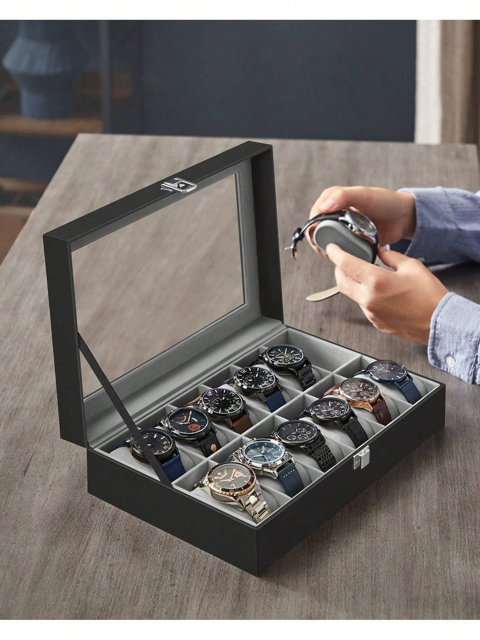 12-Slot Lockable Watch Box wit - Jewelry Making Organizer Box recension och pris