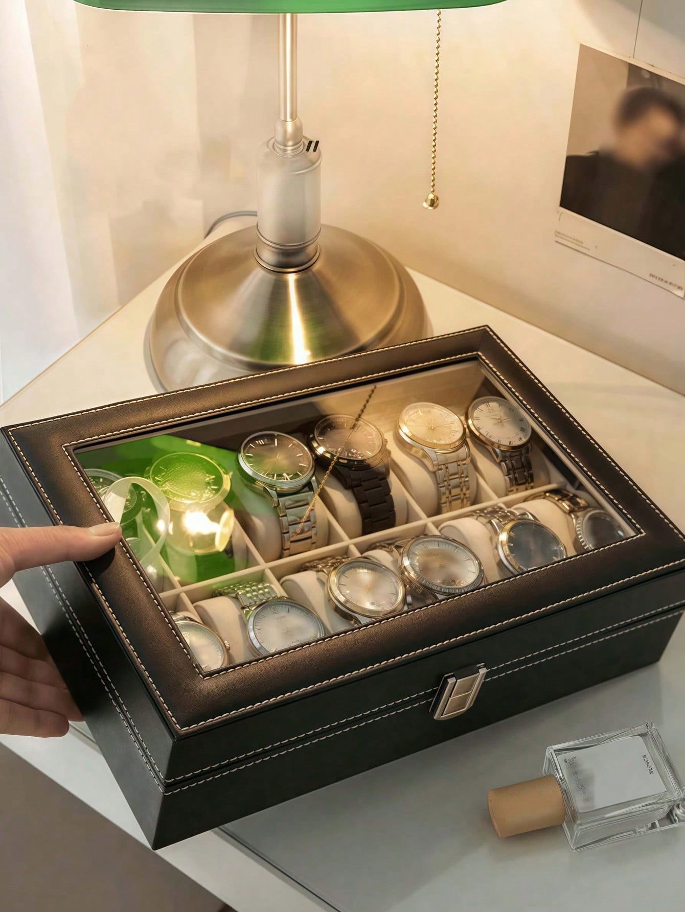 Leather Watch Box with Lock, L - Jewelry Making Organizer Box recension och pris