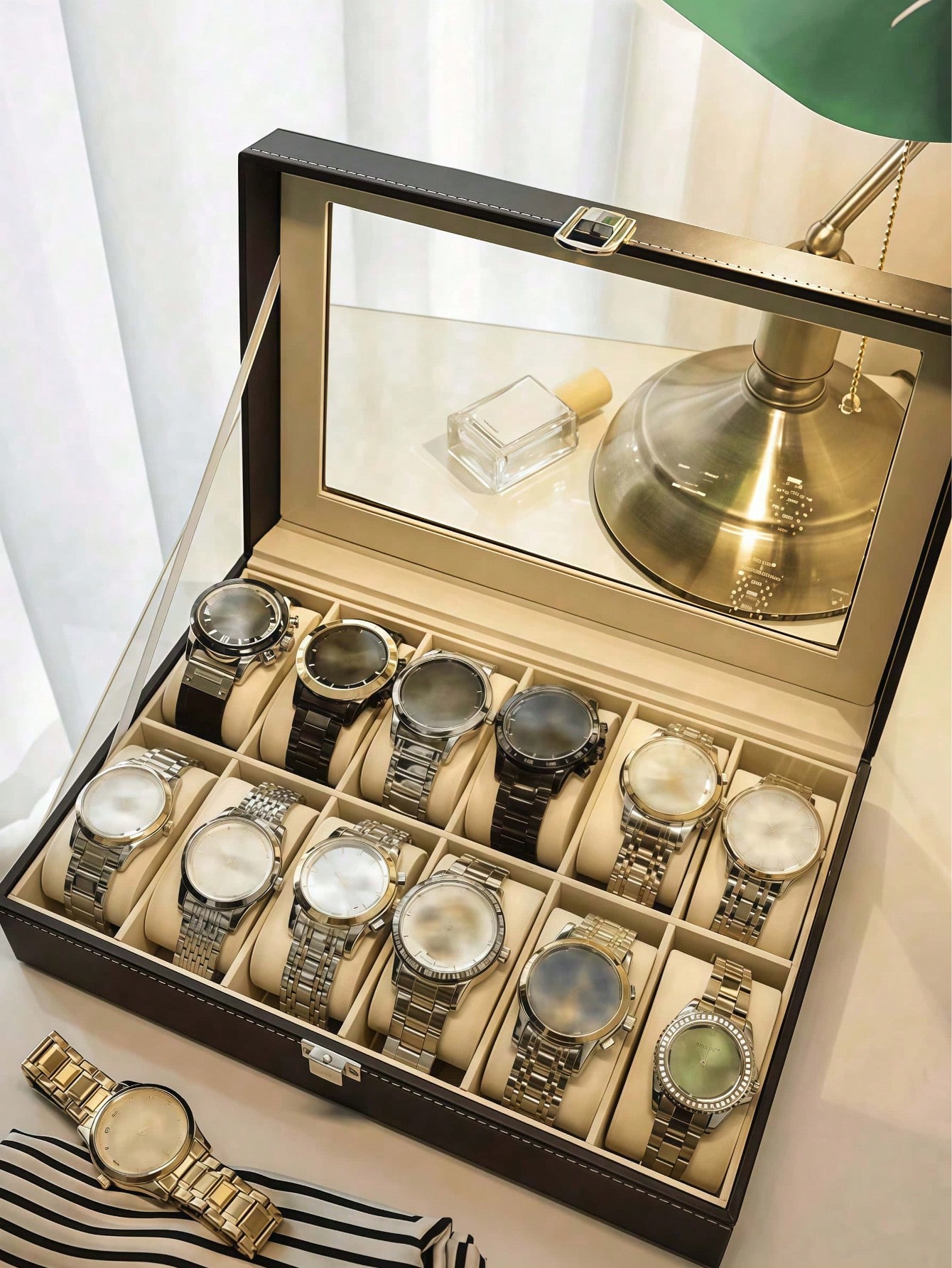 Leather Watch Box with Lock, L - Jewelry Making Organizer Box recension och pris