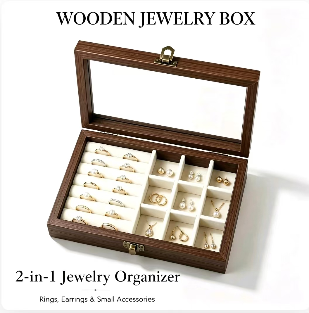 Bedroom Desktop Walnut Pattern - Jewelry Making Organizer Box recension och pris