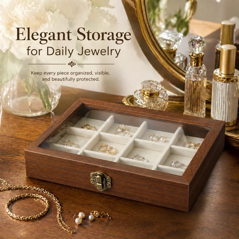 Bedroom Desktop Walnut Pattern - Jewelry Making Organizer Box recension och pris