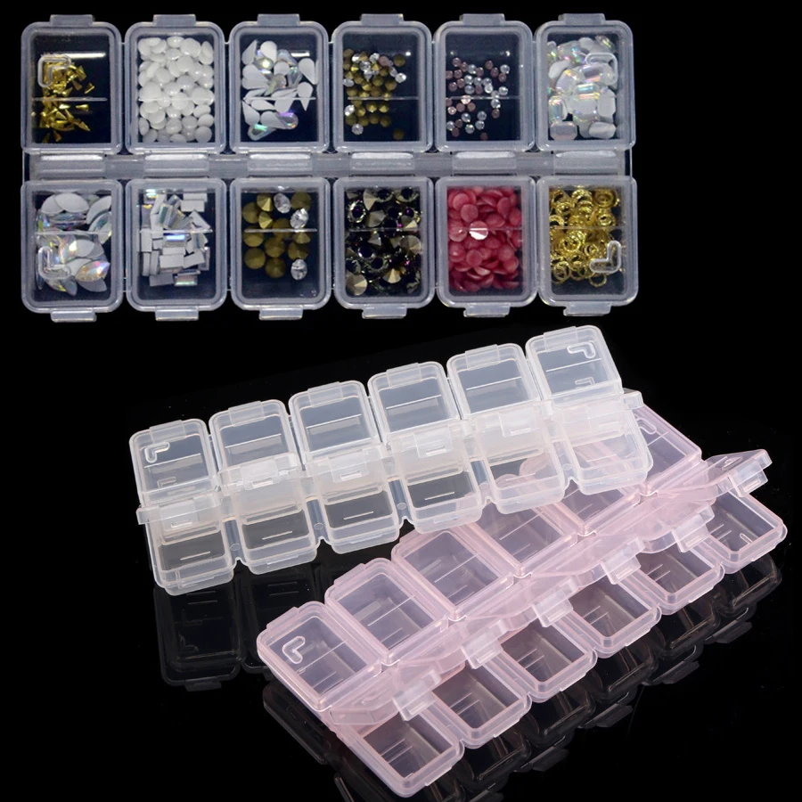 12 Compartments Plastic Rhines - Jewelry Making Organizer Box recension och pris