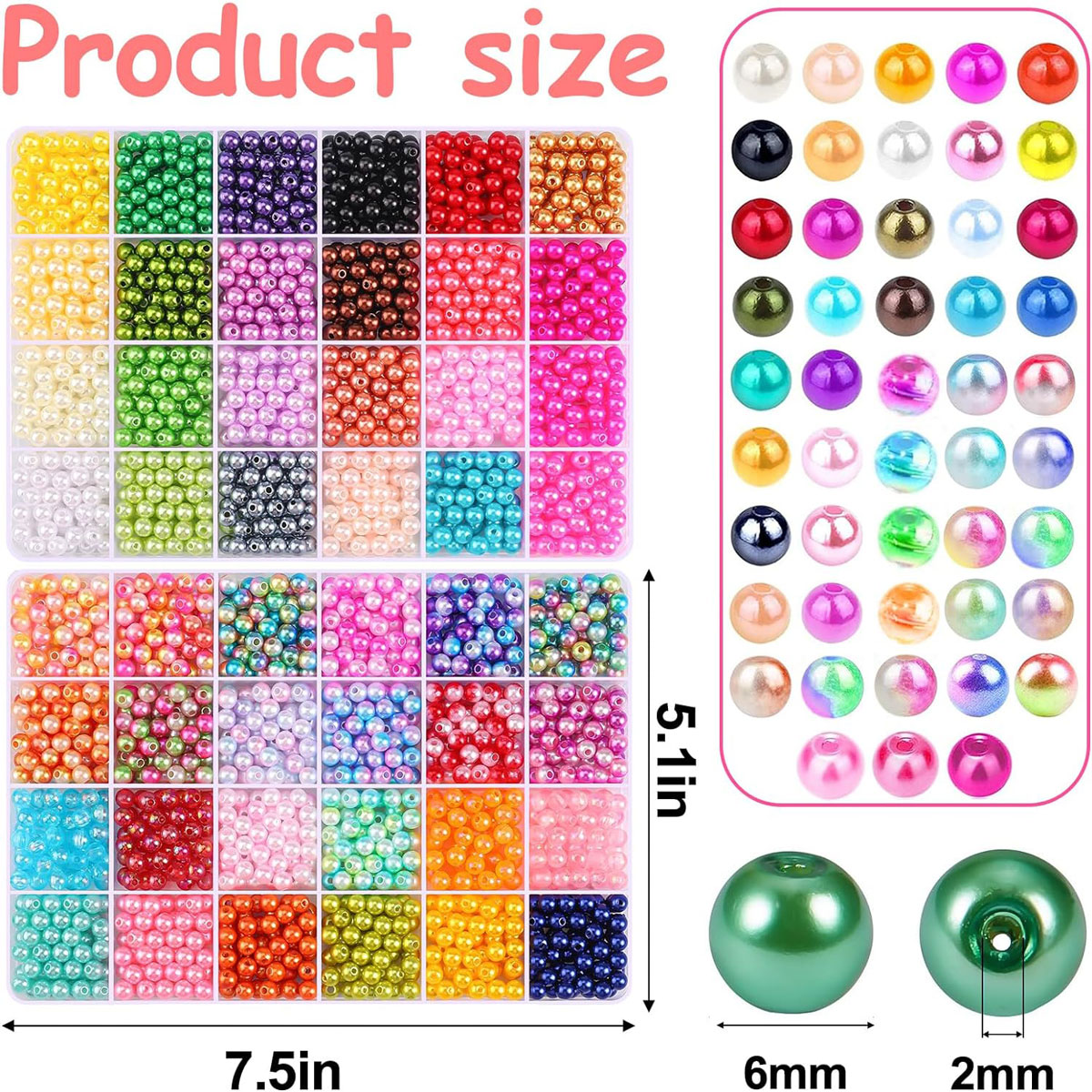 2400PCS 48 Compartments Pearl  - Jewelry Making Organizer Box recension och pris